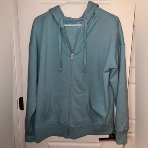 Teal Blue Zip Up Hoodie